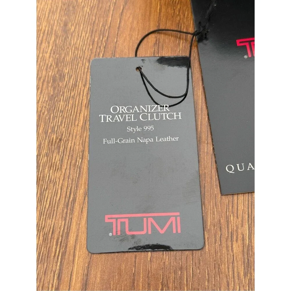 TUMI Men’s Organizer Clutch Black Leather Travel Toiletry Bag Wristlet VTG 995D